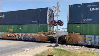 Union Pacific single SD70ACe Locomotive Hauling a Container Stacked Train