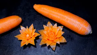 Cắt Tỉa Hoa Cà Rốt Trang Trí Món Ăn Đẹp Mắt| Carrot Flowers Carving.