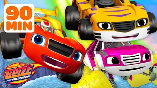 90 MINUTES of Blaze's Races & Missions! 🚗 w/ Stripes & Watts | Blaze and the Monster Machines