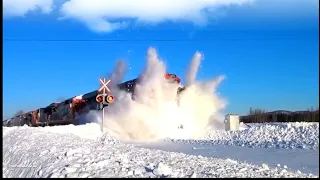 awesome powerful snow plow train removal