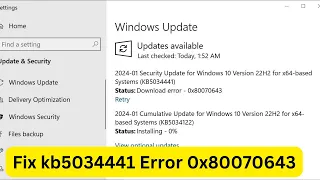 Fix Windows 10 kb5034441 Error 0x80070643