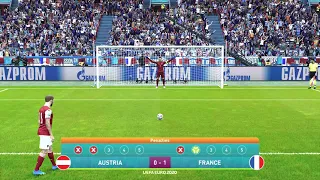 PES 2021 Penalty Shootout UEFA Euro 2020 Austria vs France Gameplay 4k