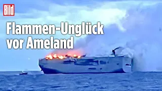 Schiff-Inferno in der Nordsee: Feuer auf Frachtschiff mit 3000 Autos