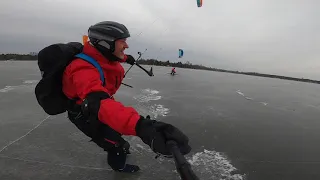 Ice-skating kitesession #2 today with Peak4 4m at 13-16 kts