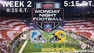 2021 NFL Season - Week 2 - Monday Night Football: Lions at Packers (Madden 22)