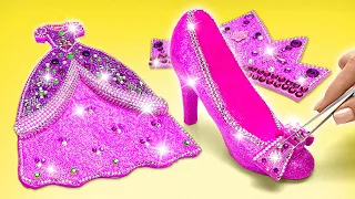 Let's Craft Glittery Outfit for Princess 👑 Cute Doll DIYs