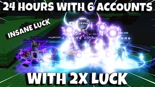 Spending 24 Hours With 6 ACCOUNTS AND 2X LUCK In SOLS RNG