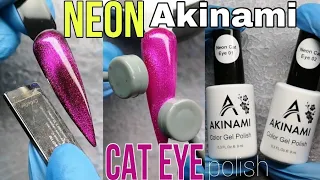 Обзор гель-лаков Akinami Neon Cat Eye- неоновые магнитные с эффектом кошачий глаз, покрытие ногтей