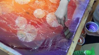 Новые одуванчики. Горячий батик. Wax painting on silk