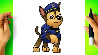 How to DRAW CHASE from PAW PATROL