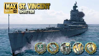 Battleship St. Vincent on map Shatter - World of Warships