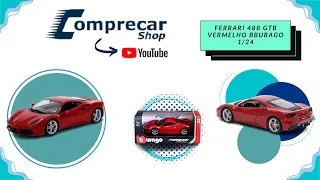 MINIATURA FERRARI 488 GTB VERMELHO BBURAGO 1/24 - COMPRECARSHOP