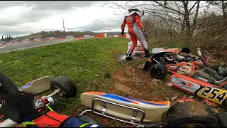 Big Crash At Kartodromo Afidnes In the Wet