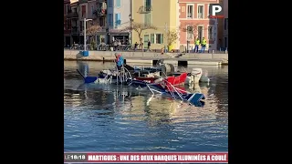 À Martigues, une des deux barques illuminées entre les ponts bleus a coulé