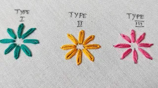 3 Different Ways to make Lazy Daisy Stitch - Hand Embroidery for Beginners