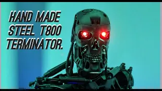 Hand made steel Animatronic Terminator Endoskeleton. T800 1-1 Scale Bust.