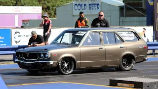 8 Second Mazda Rx3 Wagon  Drag Racing & Burnouts