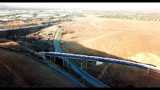 4K UHD: ACE, Amtrak, & Union Pacific over Altamont Pass, CA