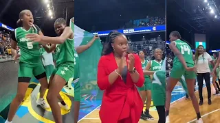 Nigerian Female Basketball Team D'Tigress In Celebration After Beating Senegal To Won Afrobasketball