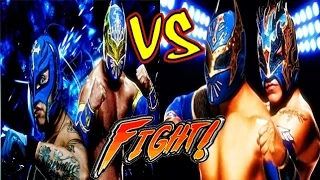 Sin Cara, Rey Mysterio Jr VS Lucha Dragons Masked Marvels - Falling