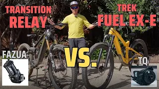 Trek Fuel EX-e vs. Transition Relay  -  emtb comparison between TQ motor and Fazua Ride 60 power