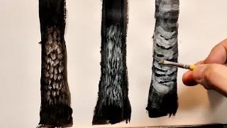 How To Paint Trees Part 2 : Tree Trunk Bark And Textures