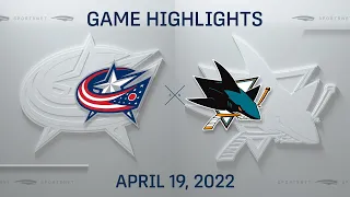 NHL Highlights | Blue Jackets vs. Sharks - Apr 19, 2022