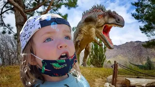 Niko explores JURASSiC PARK!!  Adley finds buried Dinosaur Bones! and brave Doctor visit for shots!