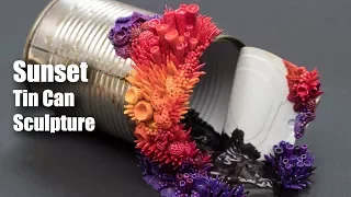 Growth Sunset | Speed Sculpting, Polymer Clay on a Tin Can Sculpture