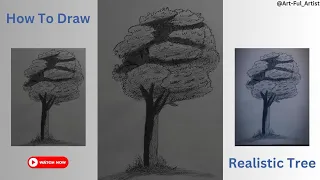 How To Draw A Tree 🌳 | Easy Step-By-Step | Realistic Tree Only By Using Pencil✏️|Tree With Leaves 🍃