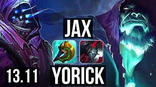 JAX vs YORICK (TOP) | 9/0/1, 1300+ games, Legendary | KR Master | 13.11