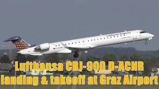 Lufthansa Cityline CRJ-900 landing and takeoff at Graz Airport | D-ACNR