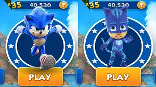 Sonic Dash vs Tag with Ryan Pj Masks - Movie Sonic vs All Bosses Zazz Eggman All Characters Unlocked