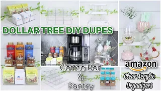 DOLLAR TREE DIY DUPES Amazon Clear Acrylic Organizers / Coffee Bar & Pantry Organization /Homemaking