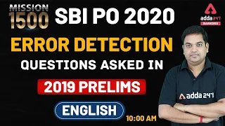 MISSION SBI PO 2020-21 | English Error Detection Questions Asked In 2019 Prelims