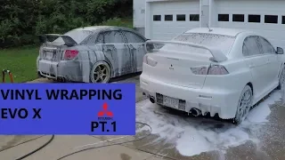 Vinyl Wrapping Evo X Pt. 1 | fender, Removing Bumper & Hood Scoop