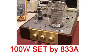 833A 50W SET tube amplifier build #1 ;  monster tube 833A 500W plate dissipation. FLUXION audio