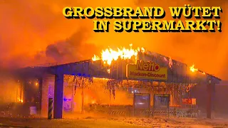 +++ GROSSBRAND BEI NETTO +++ FLAMMENINFERNO im SUPERMARKT | BERLINER FEUERWEHR im GROSSEINSATZ