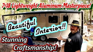 7×18 Lightweight Aluminum Cargo Trailer Conversion. Beautiful Interior Woodwork!