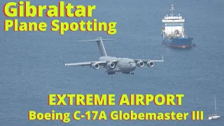 Boeing C-17A Globemaster III Royal Air Force---PLANE SPOTTING GIBRALTAR, Extreme Airport, 4K