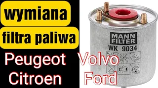 Jak wymienić filtr paliwa peugeot Volvo ford citroen 1.6 HDi 1.6d diesel #filtrpaliwa #wymiana #1.6