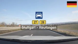 Driving in Germany: Bundestraße B27 & B28 from Stuttgart to Reutlingen via Tübingen