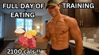 FULL DAY OF EATING TRAINING 2100 CALORIES | HYBRID ATHLETE + BODYBUILDING SHOW | 3 WEEKS OUT
