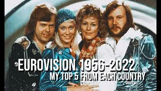 EUROVISION 1956-2022: My Top 5 from Each Country