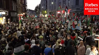 Pro-Palestinian Demonstrators Protest In Front Of Israeli Embassy In London