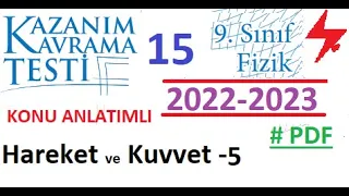 9. Sınıf | Fizik | MEB | Kazanım Testi 15 | Hareket ve Kuvvet 5 | 2022 2023 | PDF | TYT Fizik | 2023