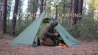 Solo Hot Tent Camping, Relaxing with My Dog, Nature ASMR