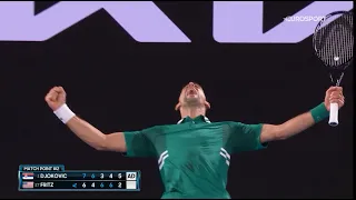 Novak's crazy roar at the end of the match against Fritz