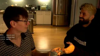 Koji struggles to do a US fist bump