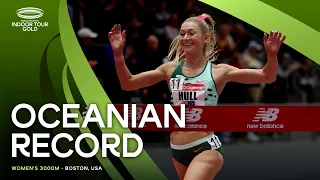 Jessica Hull breaks national record to win women's 3000m | World Indoor Tour 2024